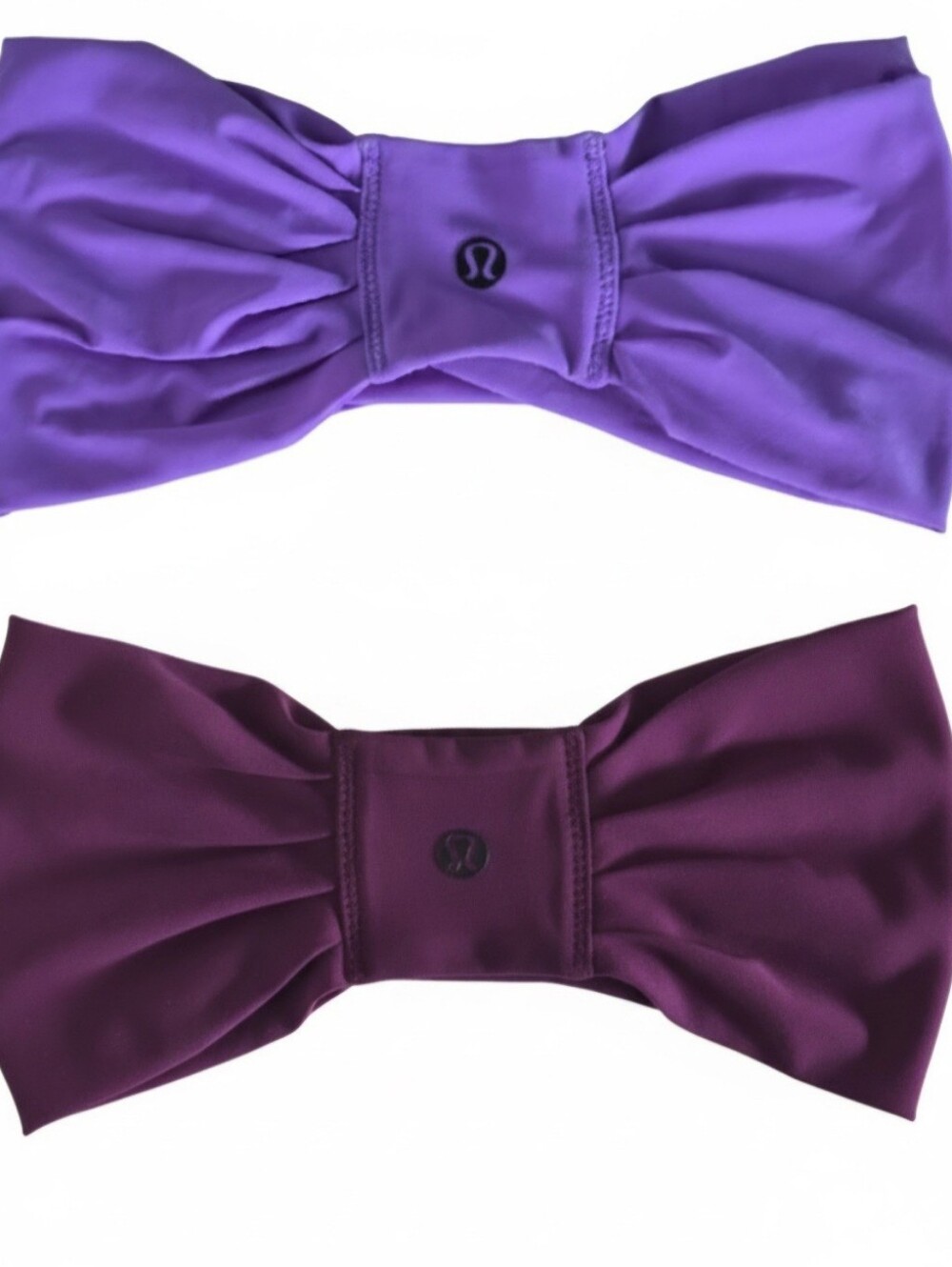🍋✨💜 BUNDLE OF 2 VTG Lululemon HARMONY Headbands Must Love Purple 💜 GUC